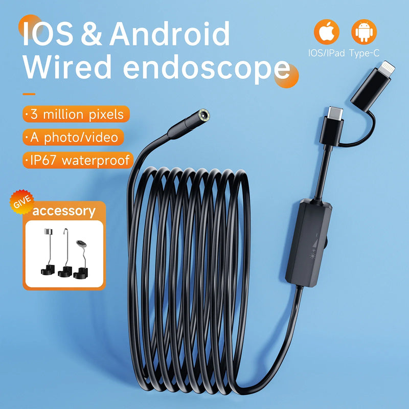 5.5/8mm Endoscope For Android Iphone&IOS Smartphone Car Pipe Automotive Boroscope Sewer Inspection Tools Endoscopy Camera Device