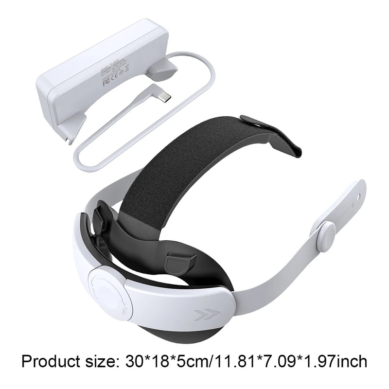 Battery Head Strap with 18500mWh Battery Pack Balanced Weight Distribution Comfort VR Strap for Meta Quest 3S/Quest 3 VR Headset