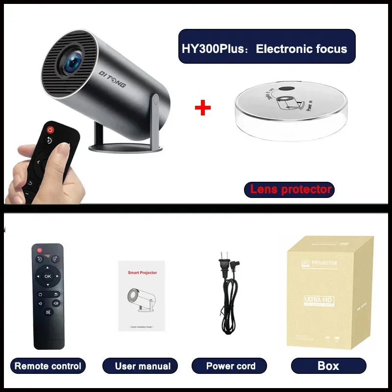 2024 new HY300 Pro plus Projector Android 4K 1280*720P Dual Wifi  Video  Portable Outdoor home hd led proyector cine en casa