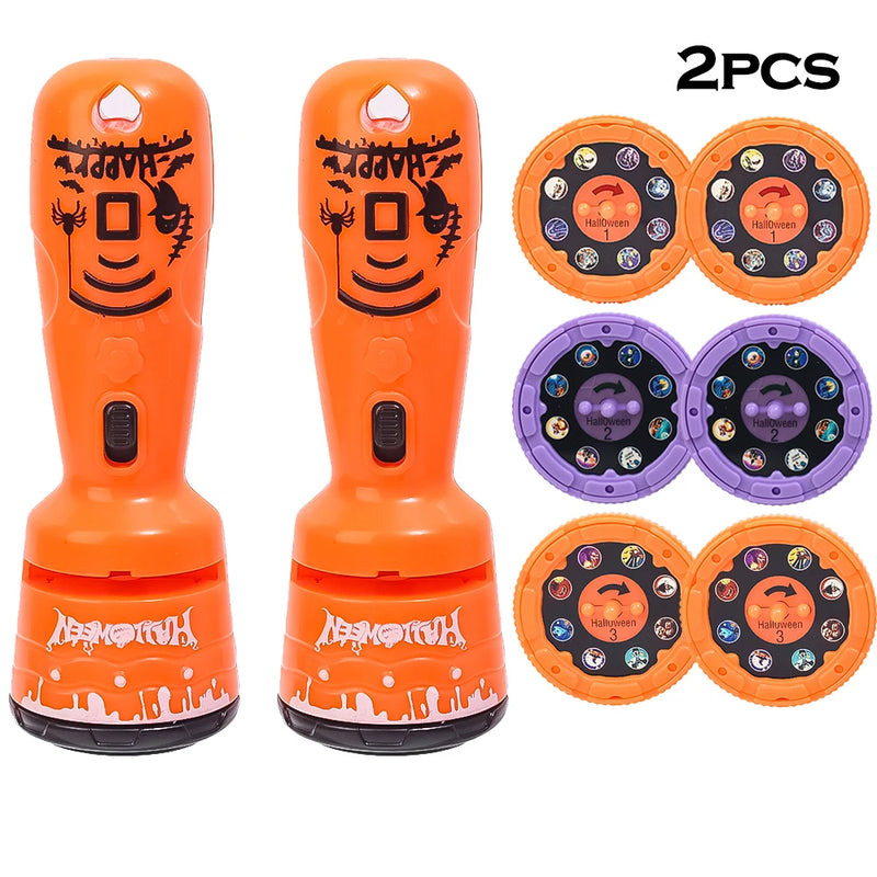 Projection Flashlight Toys Baby Cartoon Lights Ghost Pumpkin Pattern Game Early Childhood Halloween Projection Flashlight Gift