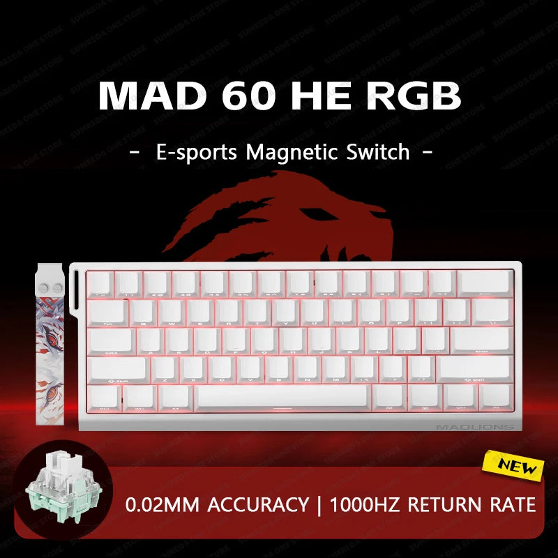 MADLIONS Mad60 Mad68 HE Mechanical Keyboard Magnetic Switch Madcatz Mad60he Wired Game Keyboard Rapid Trigger Custom Keyboard