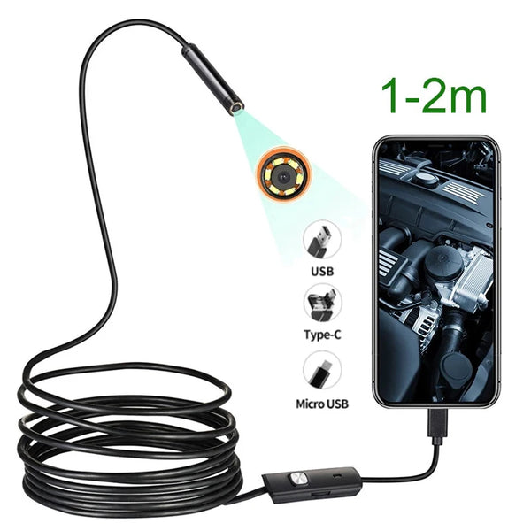 7.0mm 5.5mm IP67 Waterproof Endoscope Camera 6 LEDs Adjustable USB Android Flexible Inspection Borescope Cameras for Phone PC