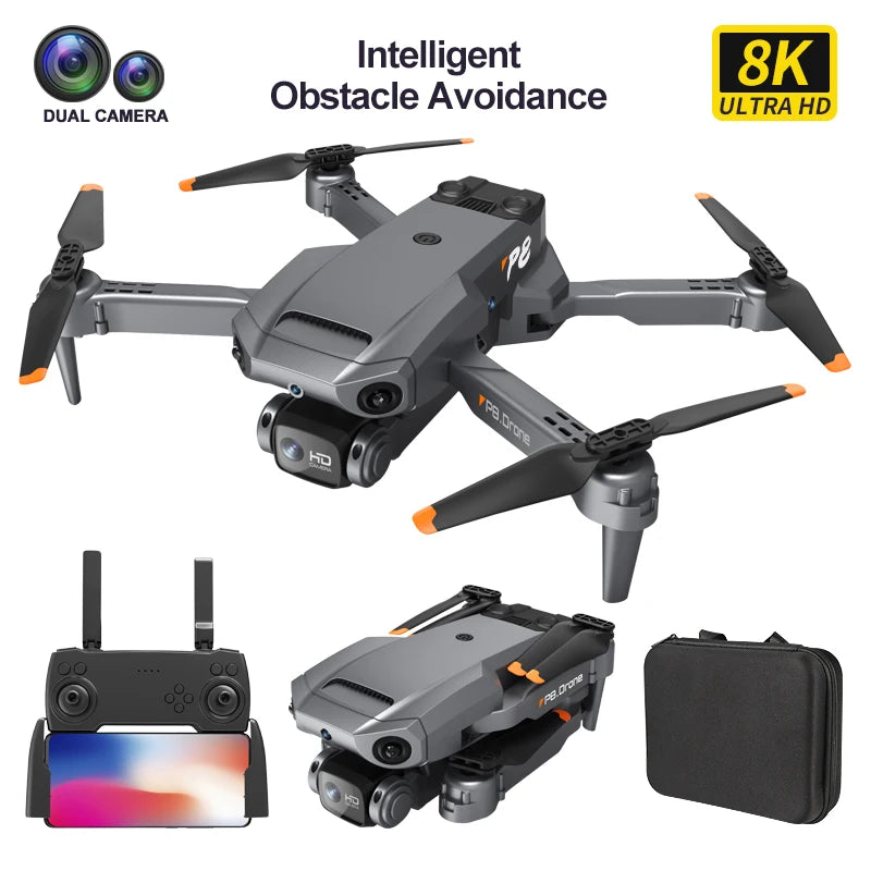 New P8 RC Drone with 8K HD Camera Obstacle Avoidance Folding Drone 8K Aerial Photography Quadcopter Remote Control Plane Toys