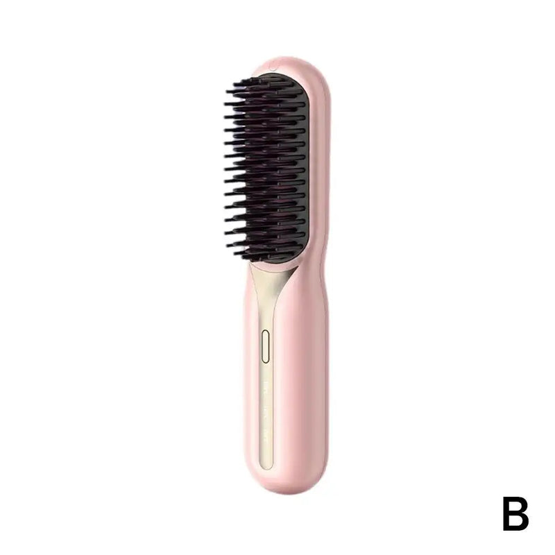 Mini Heated Hair Comb 3 Temperature Adjustable Quick Heating Wireless Hair Straightener Hair Care Brush Hairdressing Tool