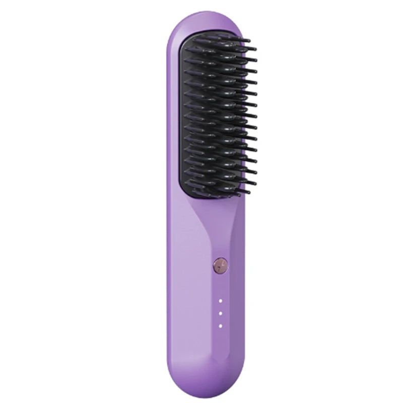 Rechargeable Hot Comb Cordless Hair Brush Straightener Heat Pressing Combs Electric Comb Anti Burn Fast Heating