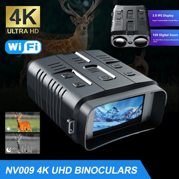 NV009 4K UHD Binoculars with Night Vision WIFI Professional Telescope 10X Digital Zoom 800M No Light Vision for Hunting Camping