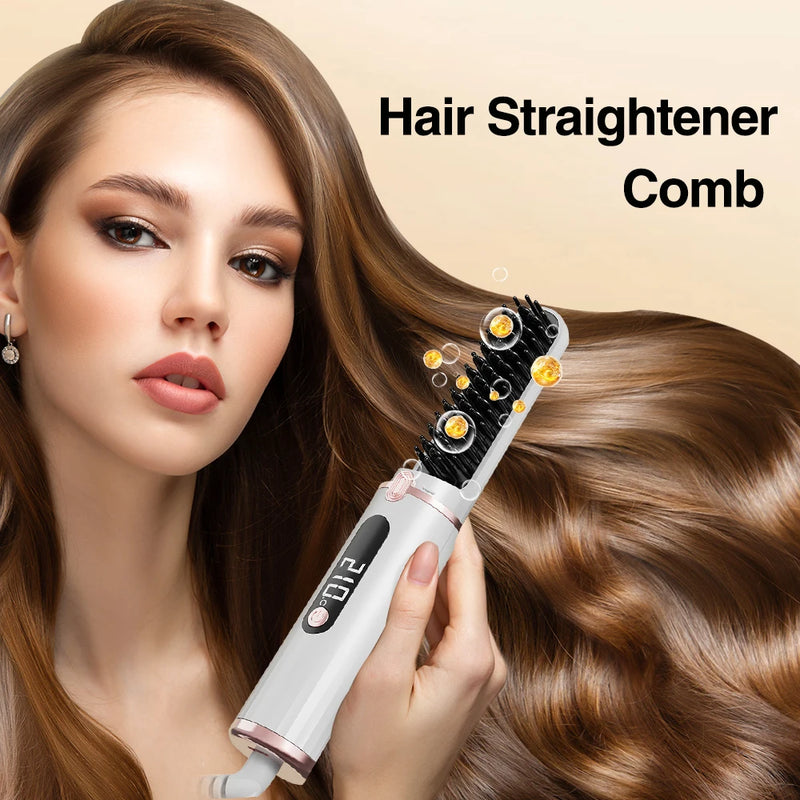 Electric Hot Comb Multi-function Wireless Hair Straightening Comb Negative Ion Anti Hot Styling Tool Hair Straightening Brush