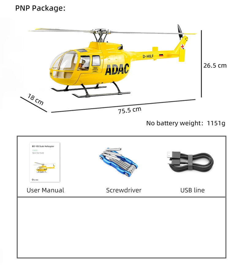 470 class FLYWING BO105 scale helicopter 4 blades rotor head rc helicopter High-realistic automatic route mode one click return