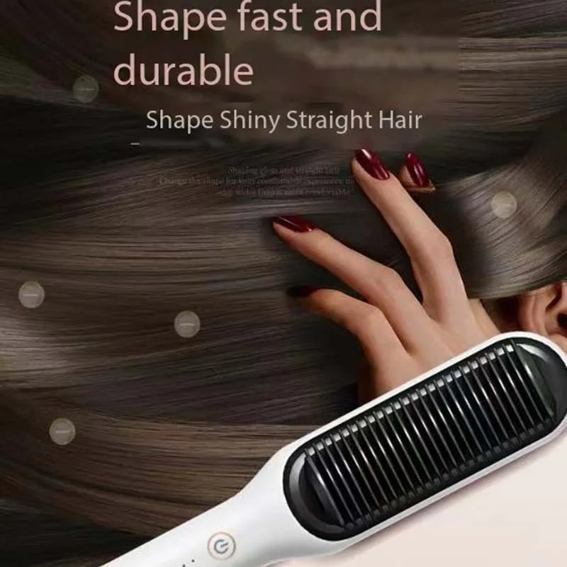 Hot Sale 2 In 1 Electric Professional Negative Ion Hair Straightener Brush Curling Comb  Hair Curling Tool Straight Brush