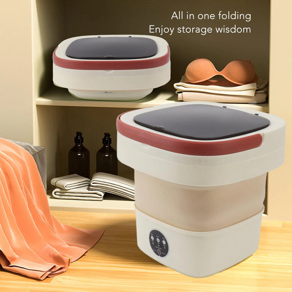 Folding Portable Washing Machine 6L Large Capacity Clothes Spin Dryer Bucket Travel Underwear Socks Ultrasonic Mini Washer