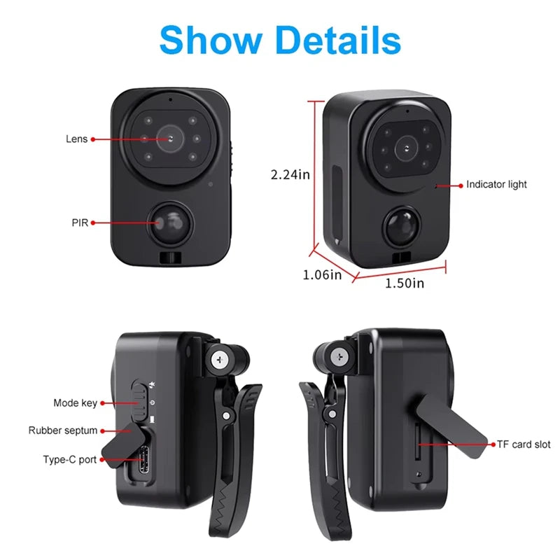 PD01 Waterproof Camera 1080P Pocket Cameras FHD Long Battery PIR Video Recorder Sport DV Bike Action Cam No Memory Card