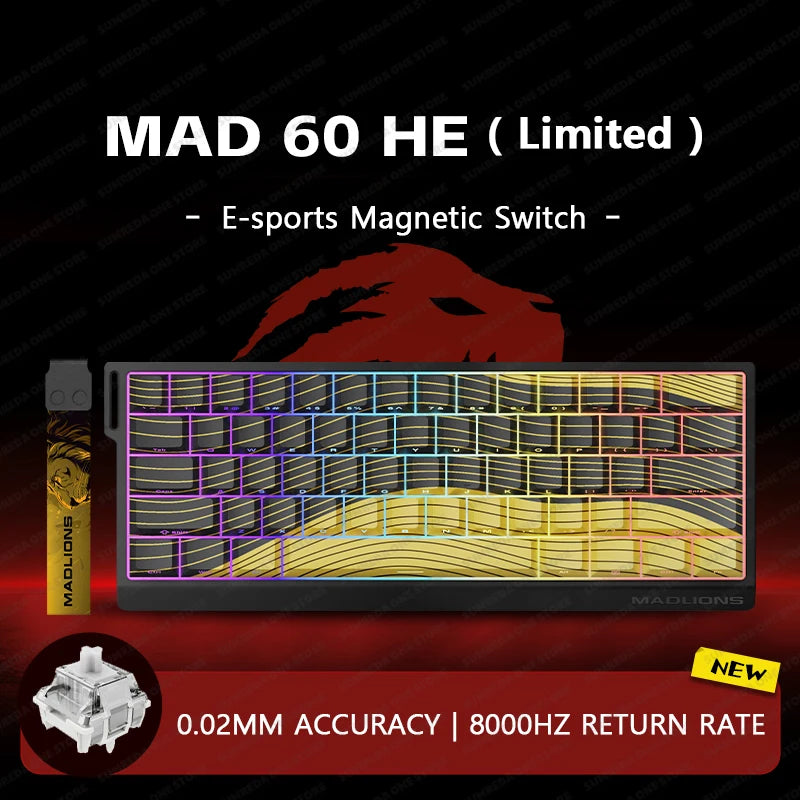 MADLIONS Mad60 Mad68 HE Mechanical Keyboard Magnetic Switch Madcatz Mad60he Wired Game Keyboard Rapid Trigger Custom Keyboard