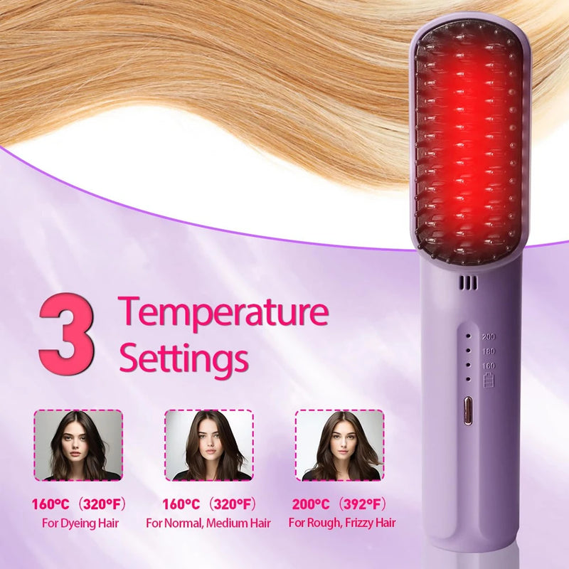 Cordless Hair Straightener Brush Hot Air Brush Negative Ions Do Not Hurt Hair Portable Electric Hair Brush USB Charge