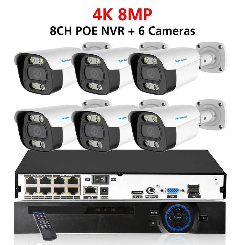 H.265 4K CCTV Security Camera System 8MP 5MP Audio Record IP66 Outdoor Waterproof IP Camera POE Video Surveillance Kit Onvif