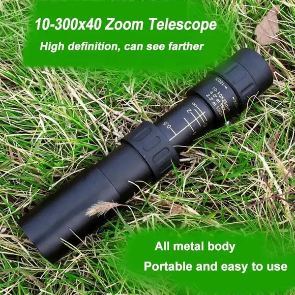 10-300x Zoom Portable Strong Binoculars Long Range Professional Spyglass Monocular Telescope Low Night For hunting phone lens