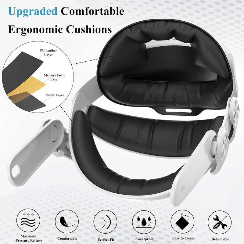 Comfort Battery Head Strap For Meta Quest 3/Quest 3S Accessories VR Headset Charging Built-In 6000mAh Batteries RGB Halo Strap