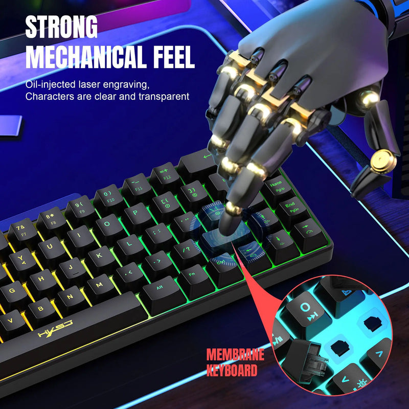 Mechanical keyboard 68-key  mechanisch toetsenbord gamer for both gaming and office use. Portable and easy to operate