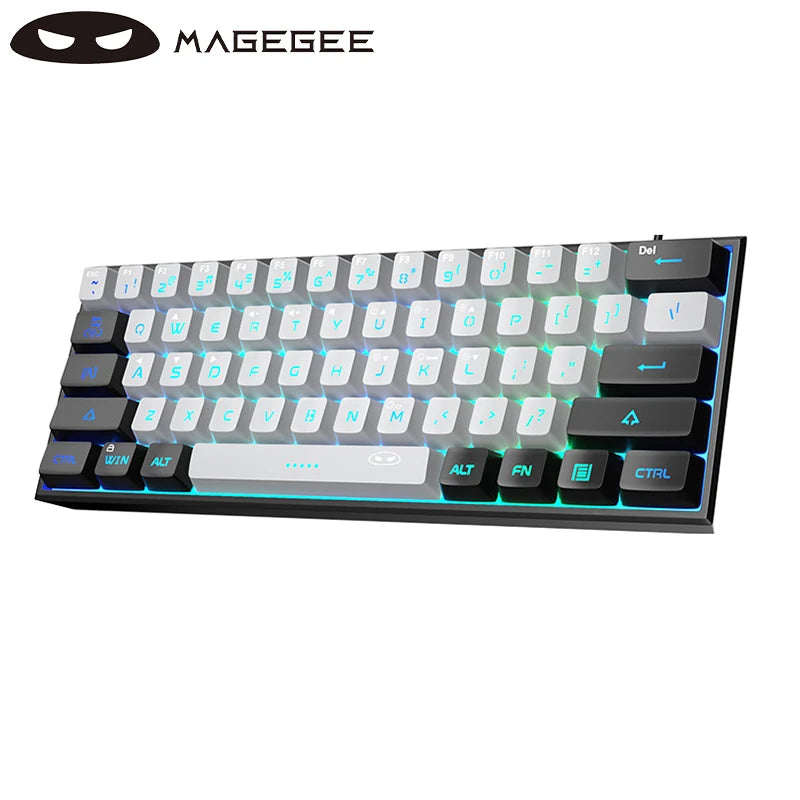 MageGee TS91 60% Mini Membrane USB  Keyboard, 61 Key Wired RGB Backlit Gaming Office Computer Keyboard for Windows/Mac