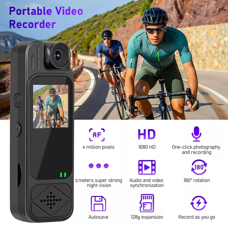 1080P Sports Camera HD Mini Portable Video Recorder Body Camera IR Night Vision Camera For Outdoor Riding Hiking Shooting Record