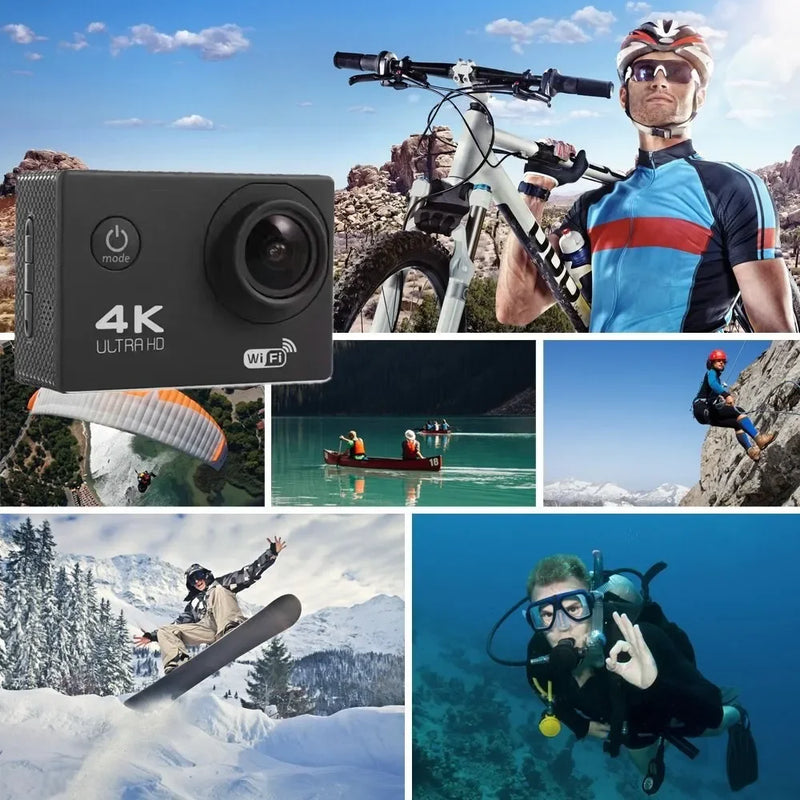 Action Camera 4K WiFi 2.0-inch Screen Waterproof 170D Underwater sports video cameras for motorcycle helmet Outdoor Sport Cam