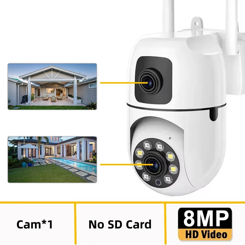 8MP Dual Lens Dual Screen WIFI Surveillance Camera IP Cameras Wireless Outdoor Auto Tracking Night Vision 8X Digital Zoom CCTV