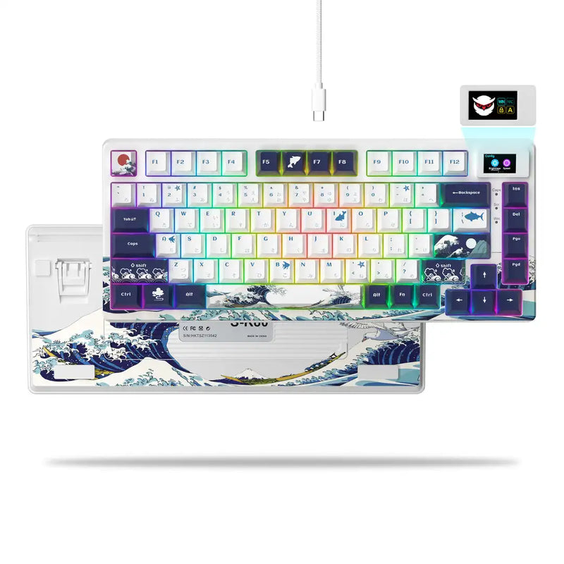 womier SK80 Gasket Mounted Mechanical Keyboard  81 Key Gamer Keyboard 75% Hot Swap RGB Gaming Keyboard with Smart Display for PC