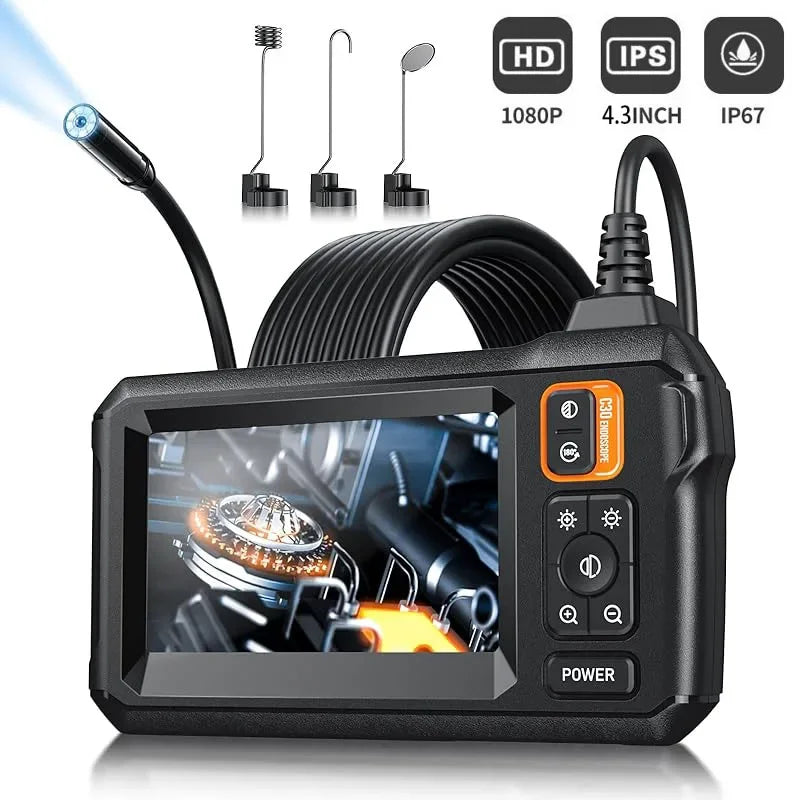 Industrial Endoscope Camera 1080P 4.3 Inch IPS Single Lens Pipe Car Inspection Camera with 8mm IP67 Waterproof 8 LEDs