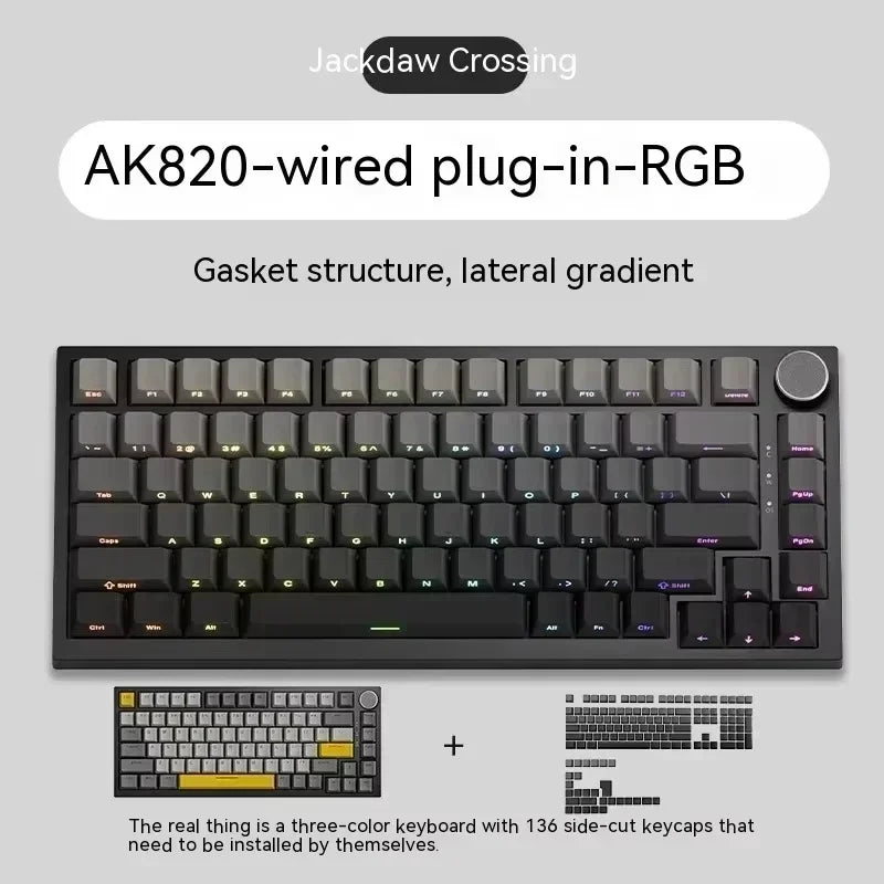 AJAZZ AK820 Pro Mechanical Keyboard Three Mode Wireless Multifunctional Knob Custom Screen Gaming Keyboard Gaming Accessories