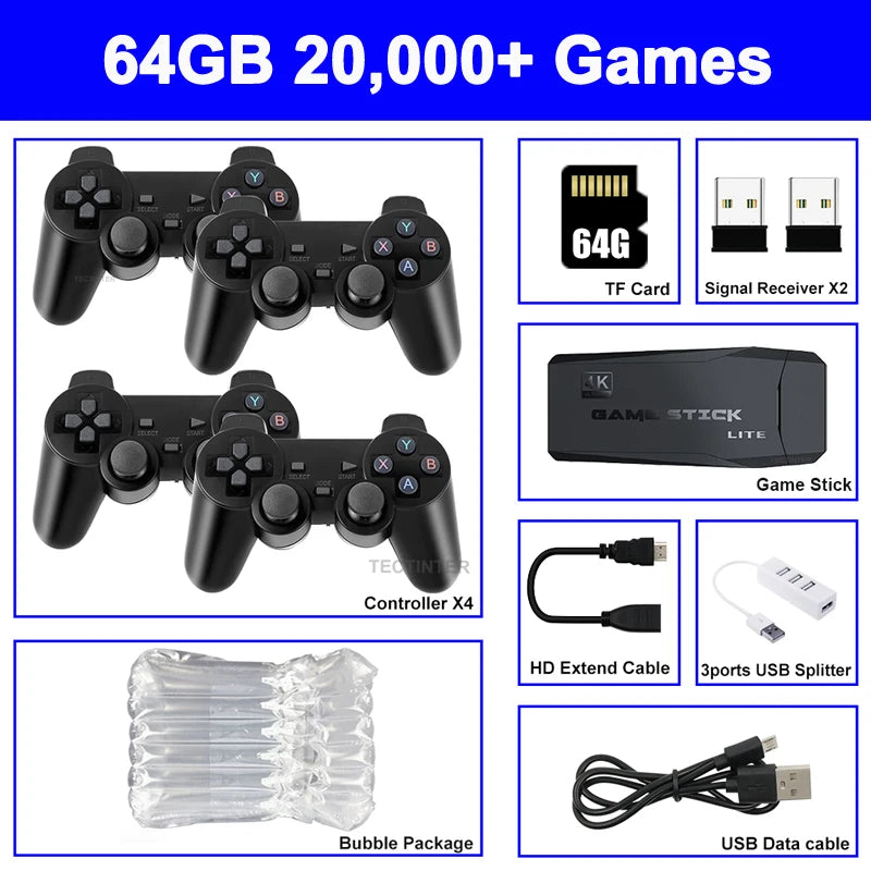 M8 Video Game Console 4K HD Built-in 20000 Games Wireless Controller TV Game Stick Retro Handheld Game Player Dropshipping