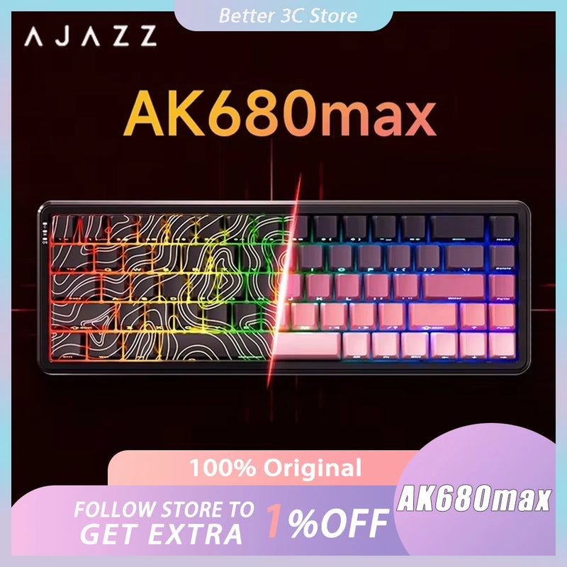 Ajazz Ak680max Magnetic Switch Keyboard Wired 68Keys E-Sports Game 8k Return Rate PC Office Game Mechanical Keyboard Custom Gift