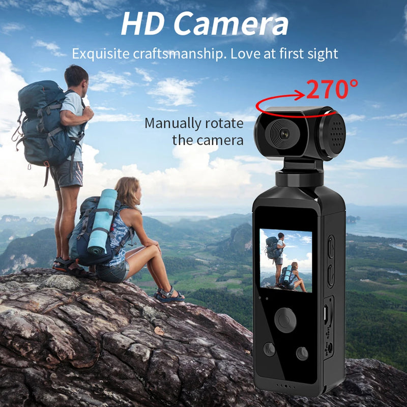 4K 1080P Pocket Camcorder HD Cam 1.3" LCD Screen 270° Rotatable Wifi Mini sports Camera with Waterproof Case Motion Cameras