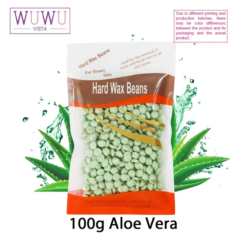 WUWUVISTA 100g/3.52oz Hot Wax Hair Removal Depilatory Waxing hard Beans for Wax Heater Painless for all Hairs Removal Beans