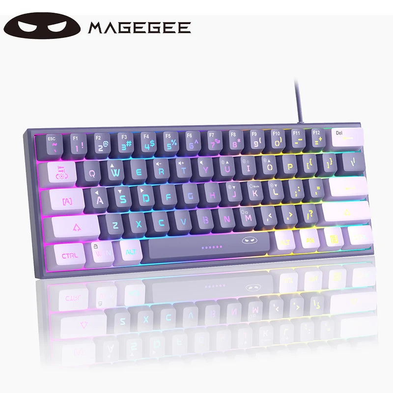 MageGee TS91 60% Mini Membrane USB  Keyboard, 61 Key Wired RGB Backlit Gaming Office Computer Keyboard for Windows/Mac