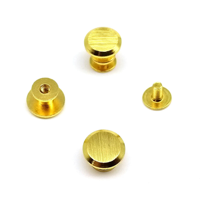 10pc High Quality Solid Brass Flat Round Head Screwback Chicago Screw Back Nail Rivet Stud Spot for Leather Craft Bag Belt Strap