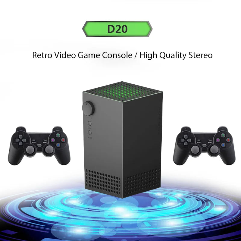 D20 Stereo Retro Video Game Console HD Output Dual Wireless Controllers 15000 3D Games For PS/MAME/GB 5.1 Blue-tooth HiFi Stereo