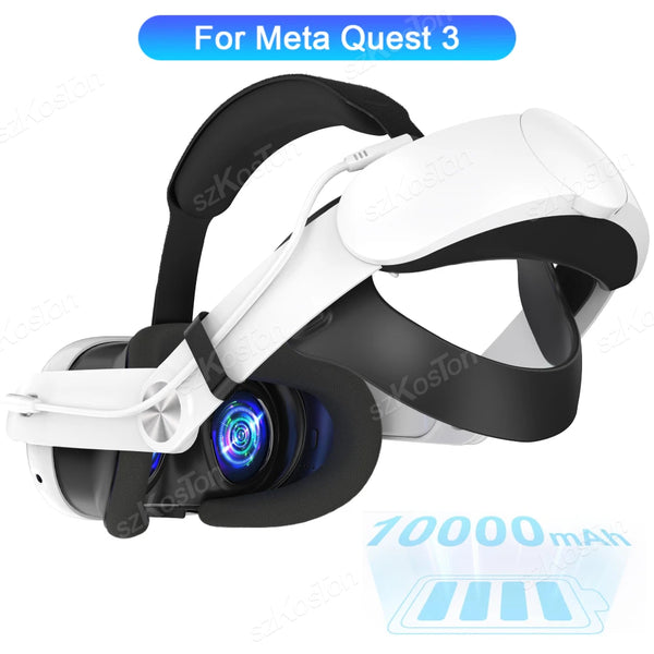 Head Strap 10000mAh Battery for Quest 3 VR Headset Adjustable Headstrap Extend Playtime Enhanced for Meta Quest 3 Accessories