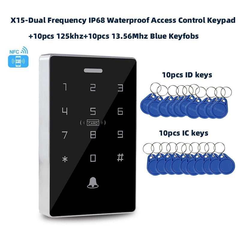 Mobile NFC access controller  waterproof door lock keyboard card swiping password IC unlocking ID dual frequency