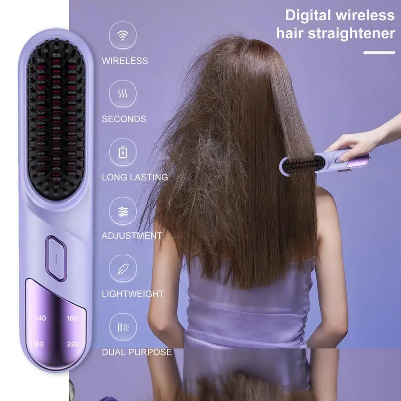 Wet Dry Hair Straightener Cordless Hair Straightener Brush with Fast Heating Negative Ions for Fluffy Curly Hair for Electric