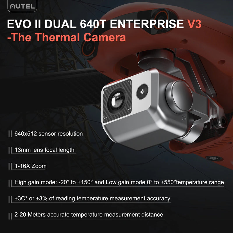 Autel Robotics EVO II Dual 640T Enterprise Bundle 1/2"CMOS Sensor UAV 6x Digital Zoom&3x Lossless Zoom for Public Safety Mapping