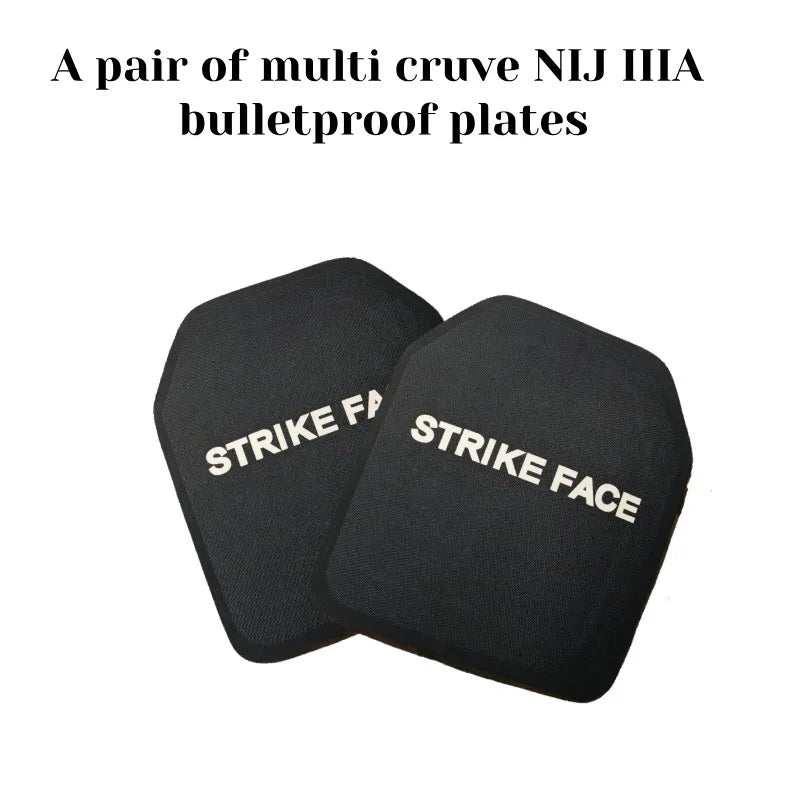 A pair of NIJ IIIA UHMWPE bulletproof plates, two Level 3A lightweight design tactical vest armor plates ballistic plates