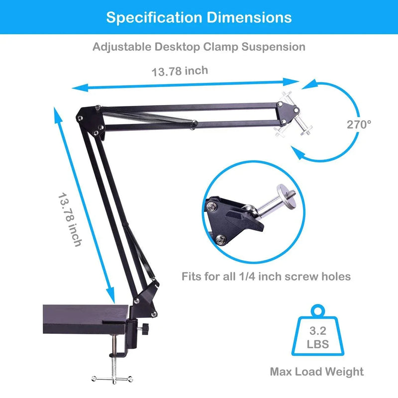 1/4" Screw Webcam Camera Phone tripod Table Stand Set Overhead Shot Photography AdjustableDesktop  Arm stand For Phone Camera