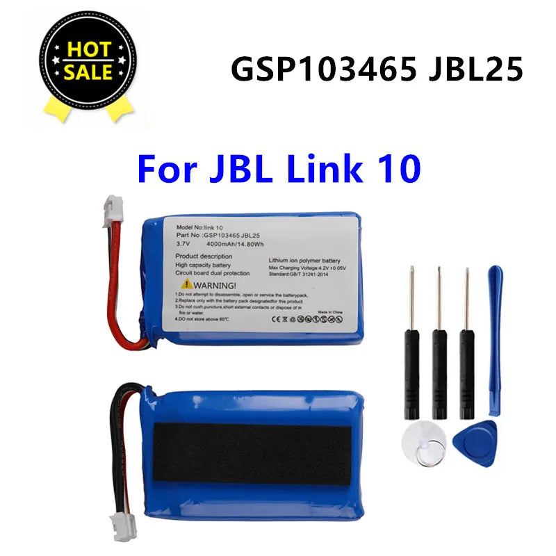 4000mAh New 3.7V Original Wireless Bluetooth Speaker Battery For JBL Link 10 Link10 Speaker Bateria GSP103465 JBL25+free tools