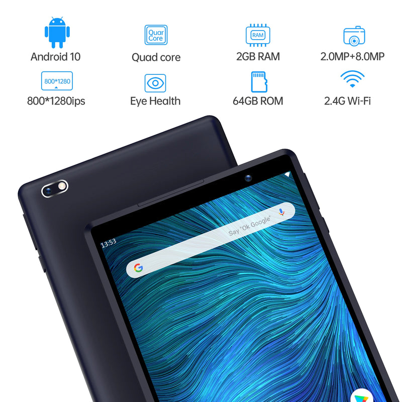 PRITOM L8 Android 13 8'' Tablet PC 4GB(2+2 virtual) 64GB Tab Quad Core WiFi Tablets HD IPS Screen 8.0MP Camera Multi-language