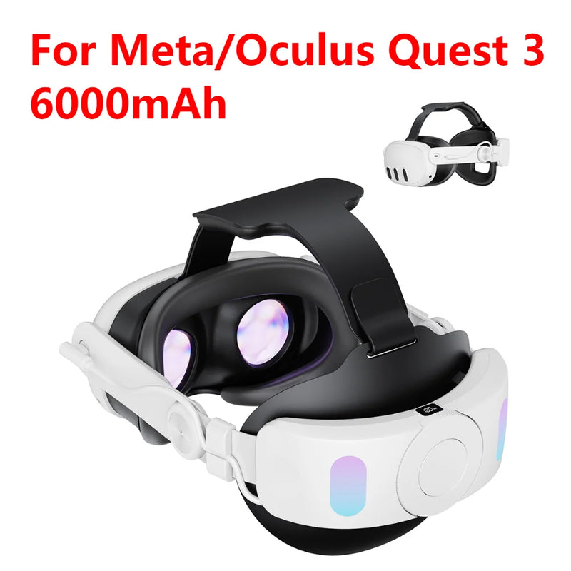 RGB Head Strap Adjustable VR Replacement Strap Battery 8000mAh Enhanced Support and Balance Extend 8h Playtime for Meta Quest 2