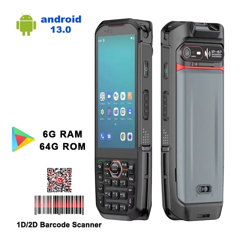 CHWEIDA Rugged PDA  Android 13 Hot-swappable Battery 6G+64G 2DBarcode Scanner 4G-LTE Wifi Bluetooth GNSS Handheld Data Collector