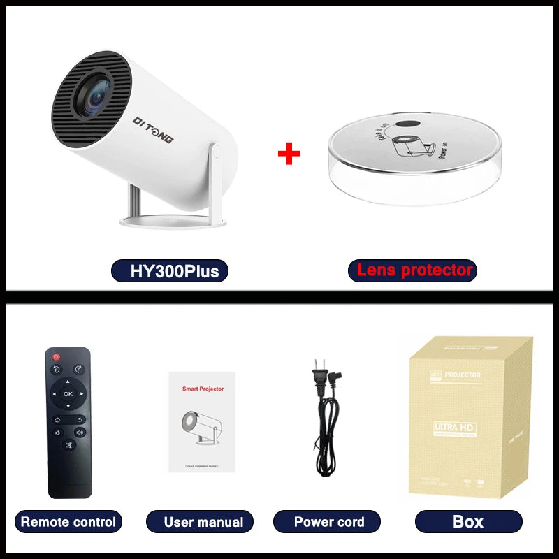 DITONG hy300 pro Projector 4K Android11 Dual Wifi6 260ANSI BT5.0 1080P 1280*720P HD Home Cinema Outdoor portable Projetor