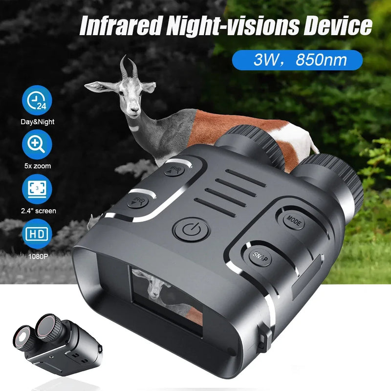 Night Vision Goggles 2.4” LCD Display Infrared Binoculars with 10X Digital Zoom 1080P Night Vision Goggles