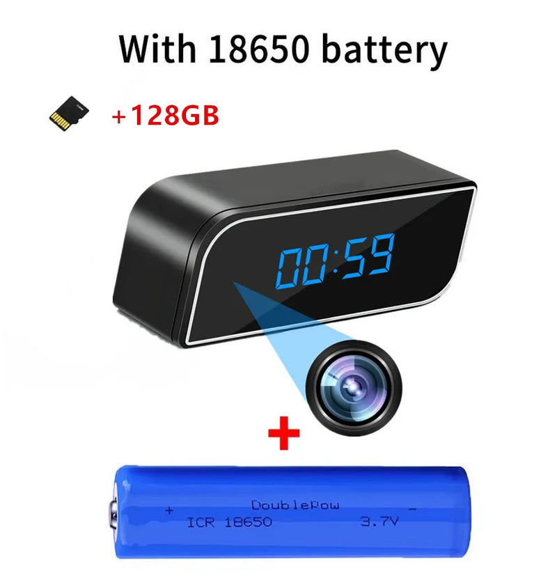 2025 high-definition 1080P WiFi mini clock camera, night vision mobile video alarm, supports wireless video, sports recording