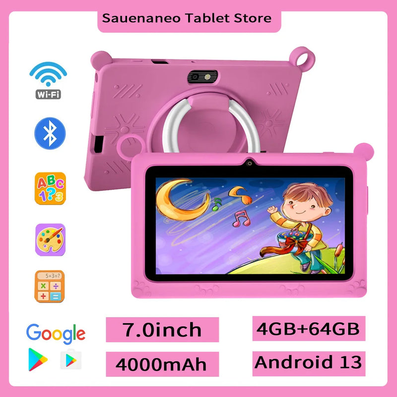 New version 7-inch mini Children's Tablet with 4GB RAM, 64GB ROM, Drawing and Learning, Android 13.0, 4000mAh PC Tablet