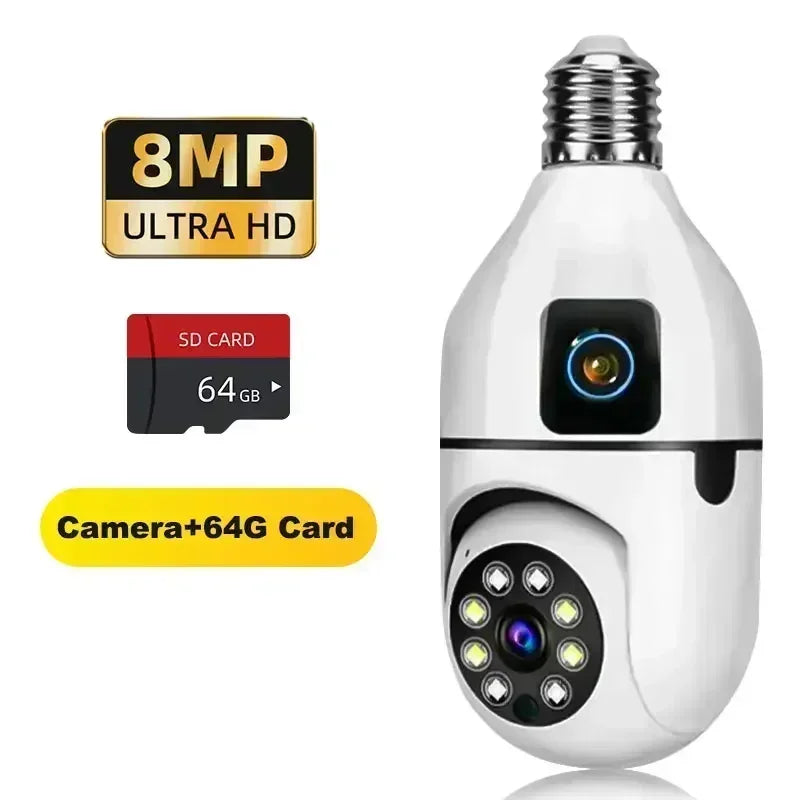 8MP E27 Bulb Surveillance WIFI Camera Human Tracking Full Color Night Vision Automatic Zoom Indoor Security Monitor Wifi Camera